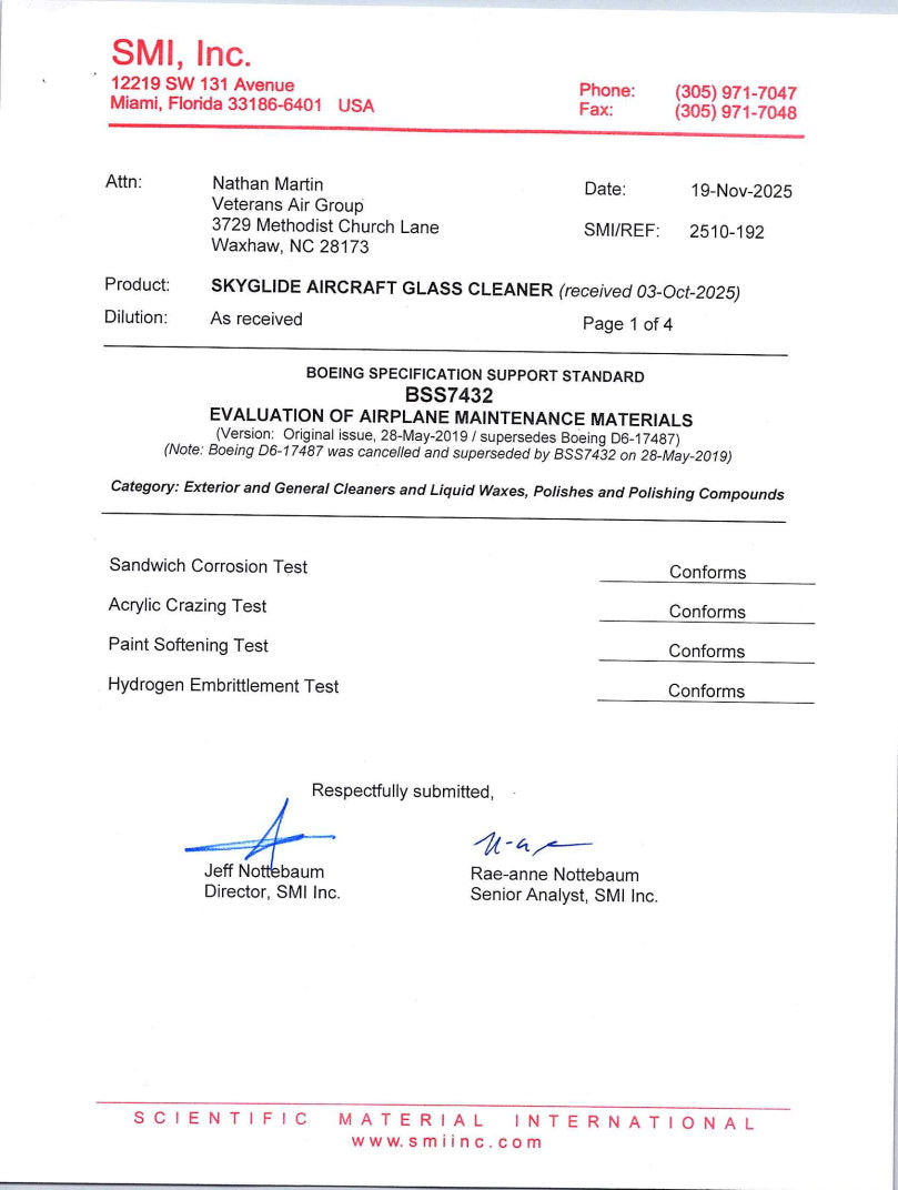 SkyGlide Aircraft Glass Cleaner